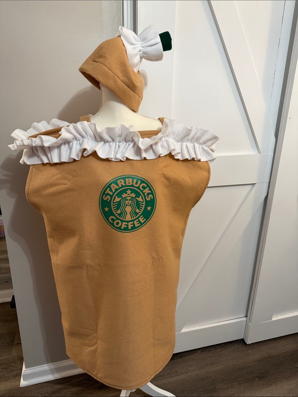 Starbucks Frappuccino Themed Costume with Straw Hat Topper - Womens M 8-10